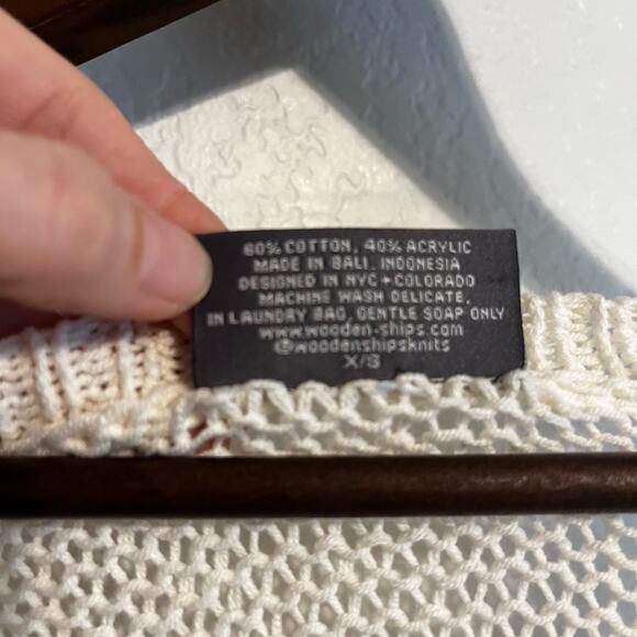 Wooden Ships Knit Game Day Crewneck Sweater Cream XS/ Small - Picture 6 of 9